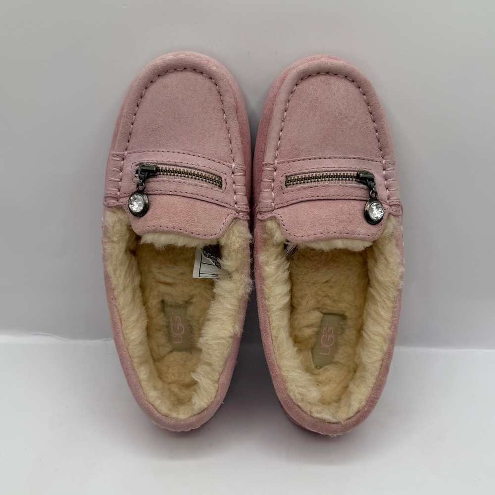 UGG Dakota Slippers Women’s 5 Pink Sparkle Breast Cancer Awareness Fur Lined - Picture 3 of 12